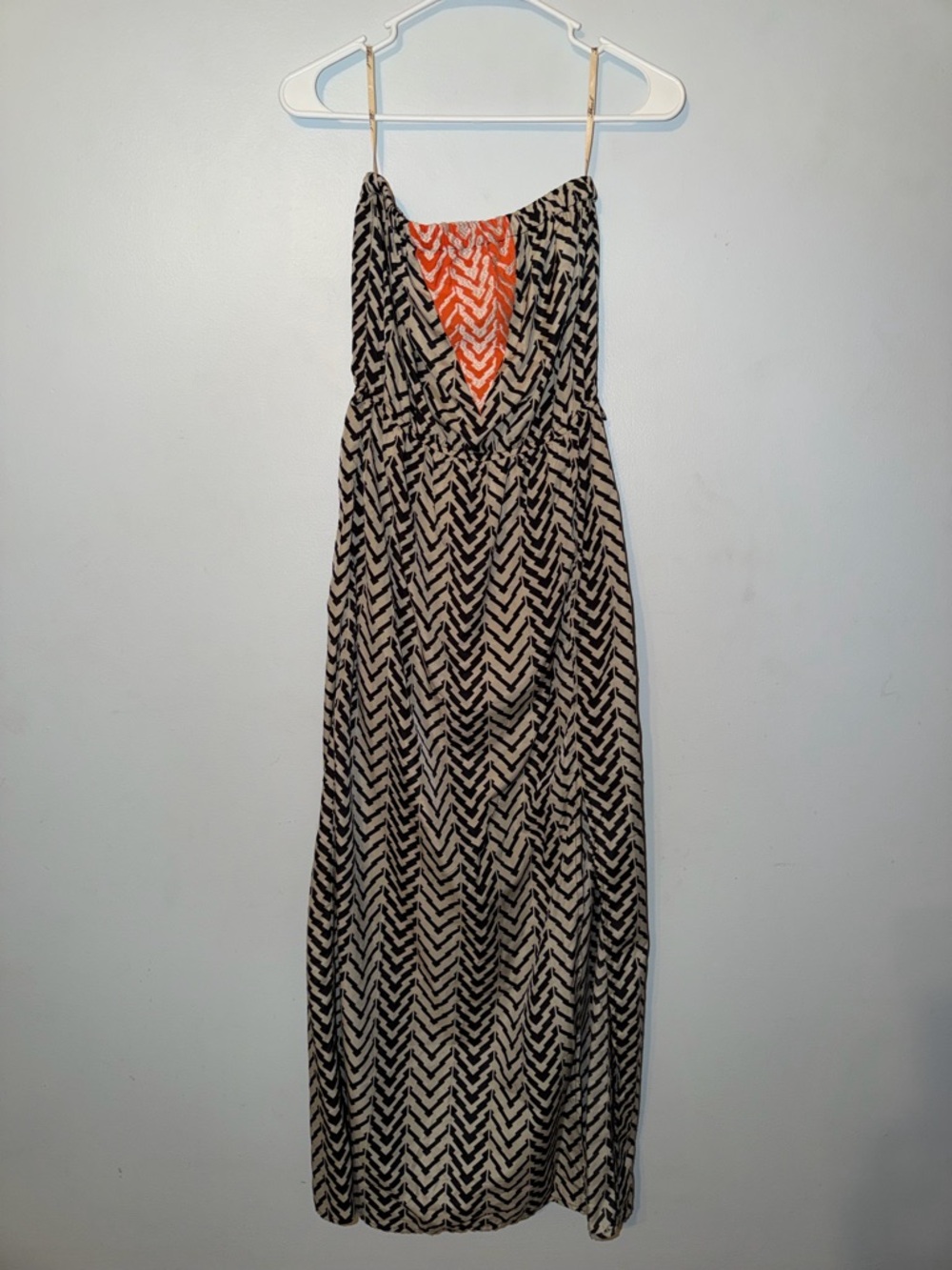 THML Black and Cream Chevron Maxi with Orange V-Inset